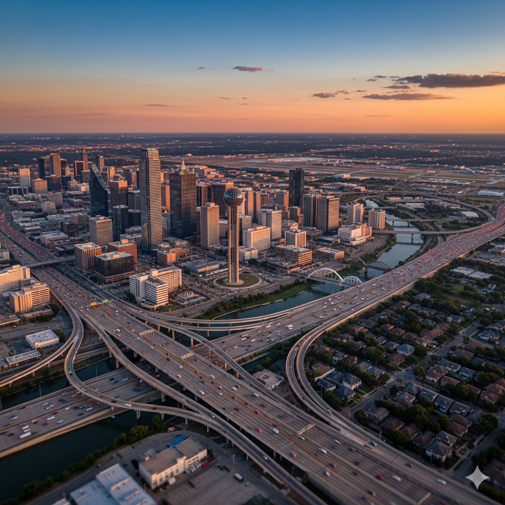 Dallas-Fort Worth Metroplex Skyline - Service Area Coverage